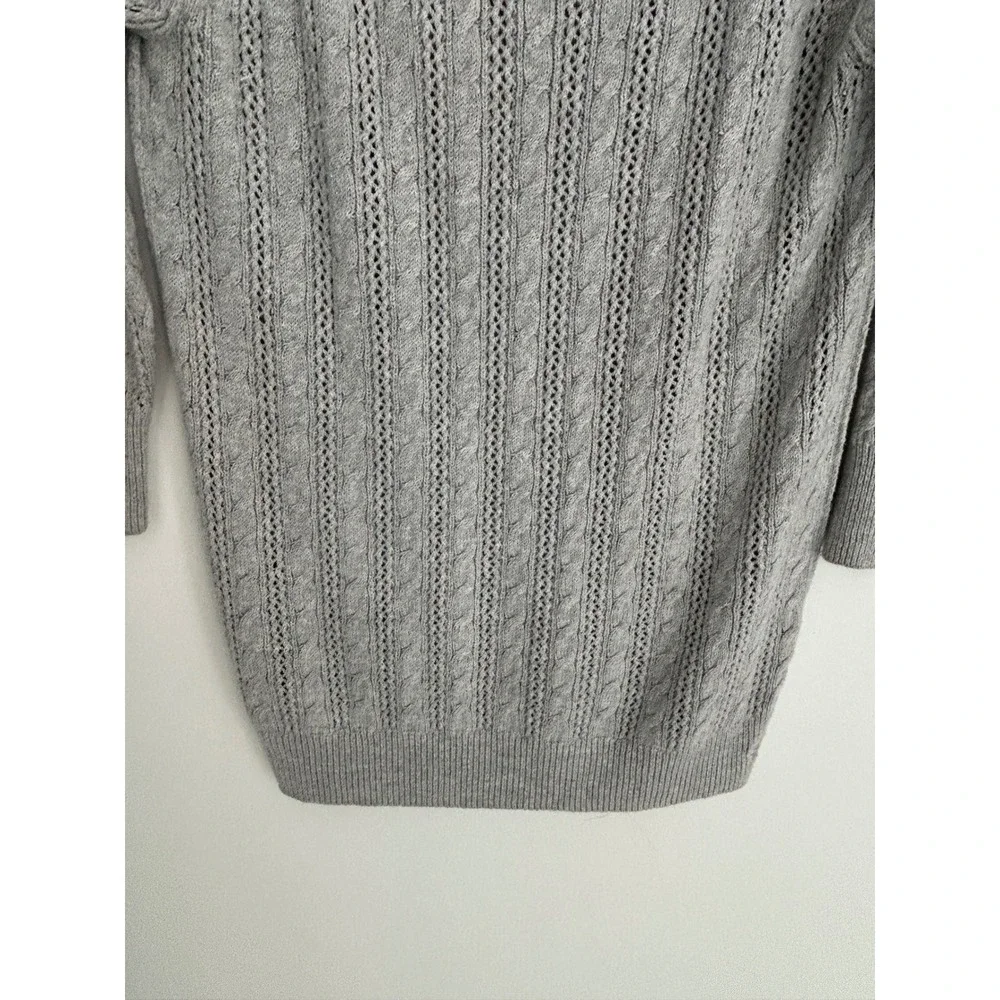 American Eagle Outfitters Gray Cable Knit Scoop Neck 3/4 Sleeve Sweater XL Soft